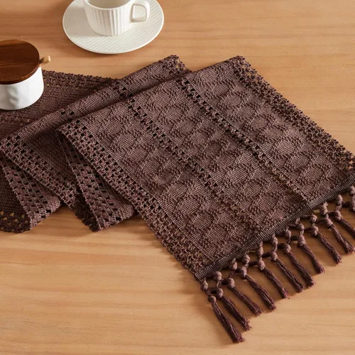 Miniatura 19 de ZeeMart Camino de mesa bohemio estilo macramé, caminos de mesa blancos de 108 pulgadas de largo, decoración del hogar tejido de granja, 12 x 108