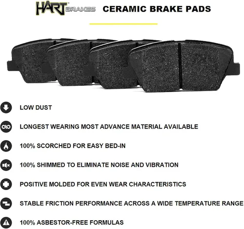 Miniatura 5 de Hart Brakes Kit Frenos y Rotores Delanteros Pastillas de Freno Delantero Rotores y Pastillas de Freno Pastillas y Rotores de Freno Cerámicos