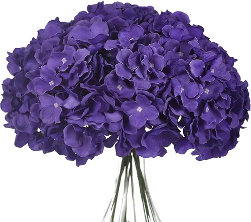 Miniatura 14 de Cabezas de hortensias de seda con tallos de flores artificiales para decoración del hogar, boda, paquete de 10 unidades (rosa melocotón)