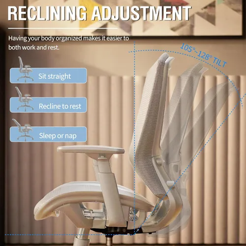 Miniatura 8 de ELABEST T96 - Silla de oficina de malla, silla de escritorio ergonómica para computadora, silla de tarea resistente - Soporte lumbar y reposabrazos