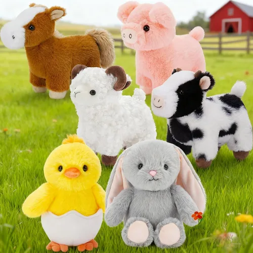 Miniatura 28 de MaoGoLan Paquete de 10 peluches de animales de granja a granel con caballo, vaca, perro, gato y más, juguetes educativos, decoración de fiesta