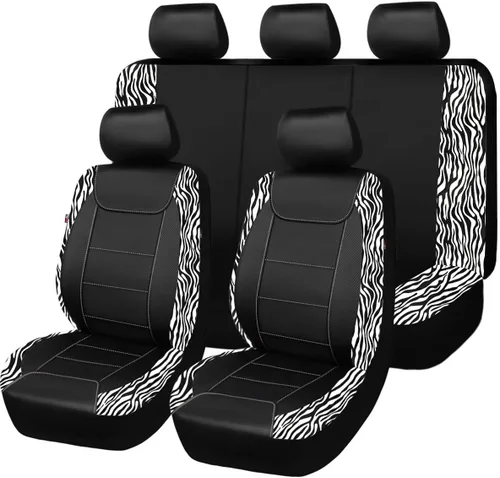Miniatura 28 de Fundas para asientos de coche Flying Banner, protectoras, impermeables, de cuero sintético con fibra de carbono para asientos delanteros y traseros