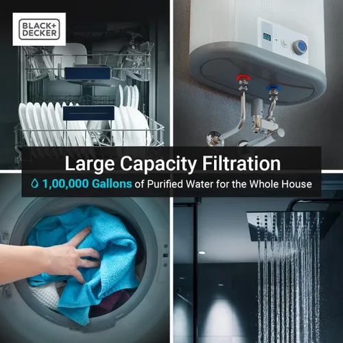 Miniatura 4 de BLACK+DECKER Sistema de filtro de agua para toda la casa Antiincrustante Sistema de filtración de 3 etapas para toda la casa, filtro anti-escala