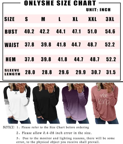 Miniatura 5 de ONLYSHE - Sudadera para mujer, cuello redondo, casual, holgada camiseta manga larga