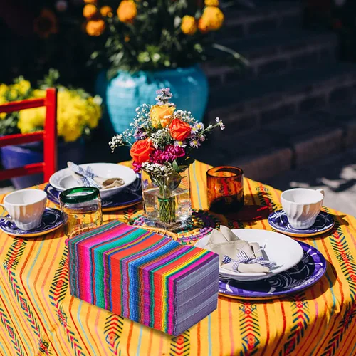 Miniatura 5 de Paquete de 100 servilletas de fiesta mexicana para invitados de fiesta mexicana, coloridas servilletas desechables para cena mexicana, toalla