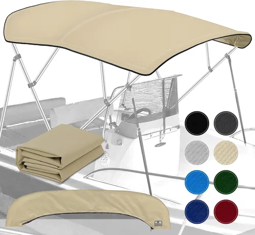 Miniatura 15 de Lona universal de repuesto Bimini de 4 arcos, lona superior Bimini solo con funda de almacenamiento con cremallera, grado marino 900D, impermeable