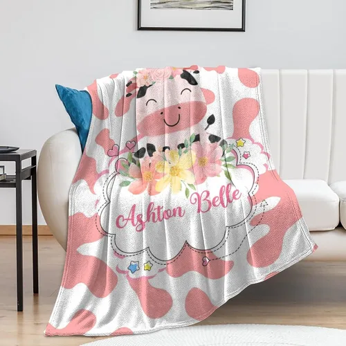 Miniatura 44 de Artsadd Manta de bebé personalizada para niños y niñas con nombre, manta personalizada con nombre de bebé con patrón de unicornio, manta
