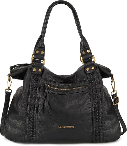 Montana West Washed Leather Hobo Bags for Women Roomy Handbags with Crossbody Strap