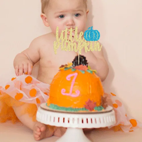 Miniatura 6 de Gyufise Decoración de pastel de calabaza – Decoración azul para pastel de baby shower para cumpleaños, Halloween, suministros de fiesta de Acción