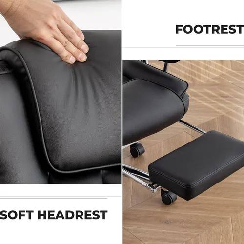 Miniatura 6 de KEIKI Silla ergonómica de oficina de respaldo alto con reposapiés, silla de escritorio resistente para el trabajo diario