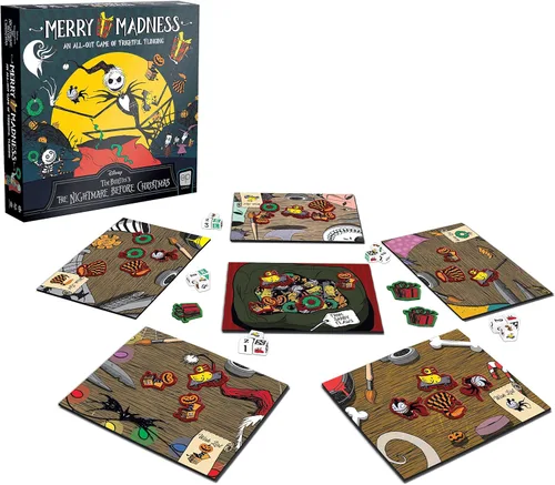 Miniatura 3 de Disney Tim Burton's The Nightmare Before Christmas Merry Madness Juego de Dados Familiar de Tirada Rápida Excelente Juego de Mesa para Niños