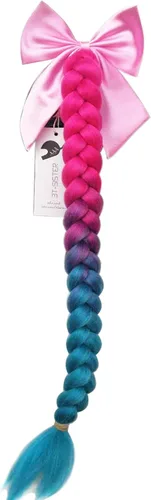 Miniatura 10 de Casco de coletas degradadas con rampa de trenzas para cola de caballo con ventosa con lazo o rosa para moto, 1 unidad de 24 pulgadas, muchos