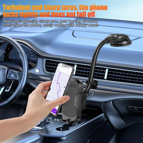 Miniatura 3 de Soporte para parabrisas de automóvil, rotación de 360°, con ventosa fuerte, soporte para teléfono móvil con cuello de cisne, soporte para teléfono