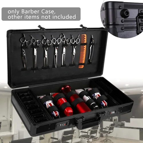 Miniatura 3 de TFCFL Estuche de peluquero profesional, kit de herramientas de peluquería negra, caja de herramientas portátil para estilista de viajes con Negro MM