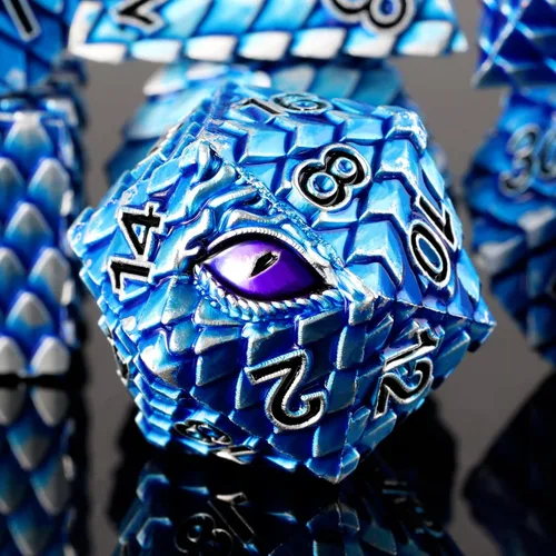 Miniatura 20 de 1 dado de metal D20 DND – Dados poliédricos gigantes metálicos de 20 caras, dados grandes de 1.378 in de ojo de dragón para juego de mesa