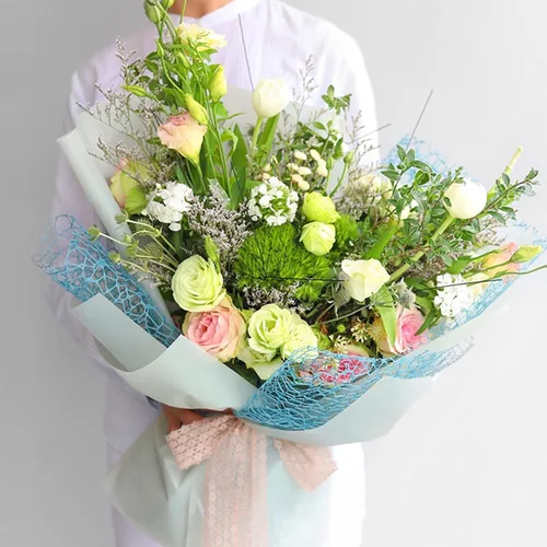 Miniatura 7 de Papel de regalo de malla de jacquard coreano con flores caladas 1 rollo, suministros para floristería, papel para envolver ramos de flores, Blanco
