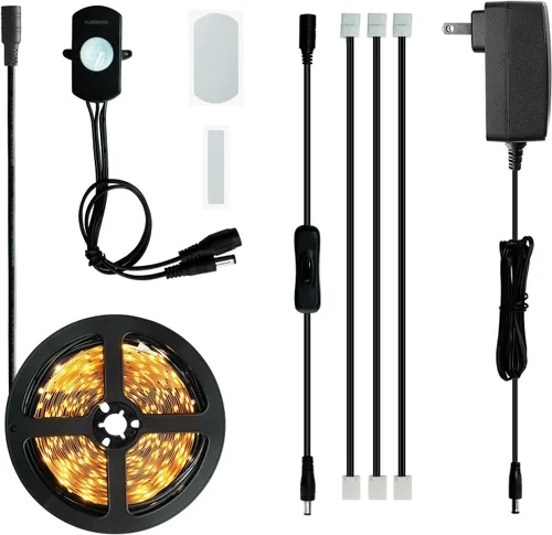 Sensky Kit de tira de luz LED activada por movimiento de 19.7 pies/6m Tira de luz LED flexible con sensor de movimiento para dormitorio, caja fuerte