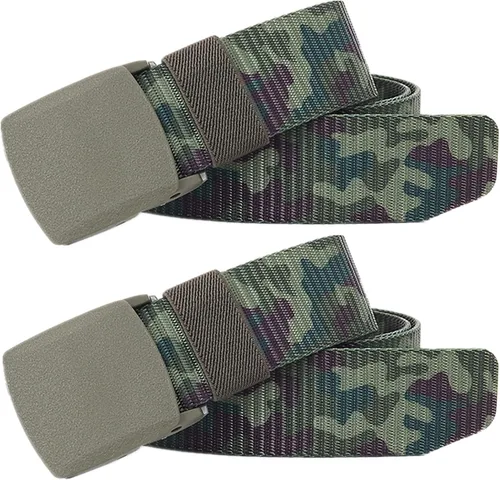 Miniatura 11 de Cinturón para hombre, cinturón táctico militar de nailon con hebilla sin metal, paquete de 2 Camuflaje verde y camuflaje caqui