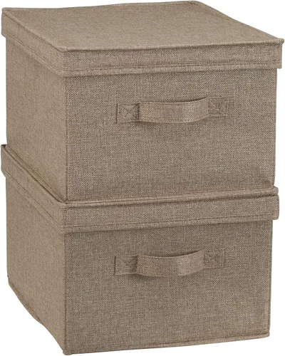 Miniatura 8 de Household Essentials Paquete de 2 contenedores grandes de tela, de polilino suave con lados resistentes, asa adjunta y tapa completamente removible