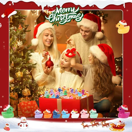 Miniatura 7 de 160 piezas de patos pequeños de Navidad con gorro de Santa, mini patos de resina, patitos pequeños de plástico para Navidad, accesorios para casa
