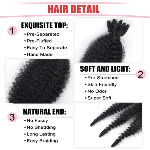 Miniatura 3 de 3 paquetes de cabello trenzado Marley Twist de 8 pulgadas, cabello afro twist elástico preseparado para rastas suaves de imitación, cabello
