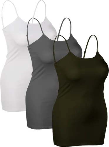 Miniatura 131 de Emmalise Camisola larga casual básica para mujer, con tirantes ajustables, top en capas