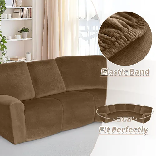 Miniatura 51 de Arfntevss Fundas de sofá seccional reclinable de terciopelo, Funda de sofá seccional de esquina para sofá reclinable, Funda elástica suave