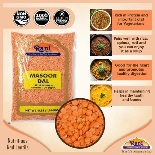 Miniatura 9 de Rani Masoor Dal (lentejas rojas indias) gramo dividido, 128 onzas (8 libras) 8.0 lbs, a granel ~ todo natural, apto para gluten, sin OMG, vegano