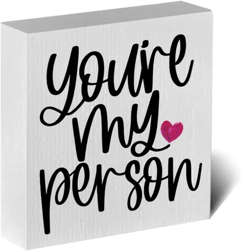 Cartel de madera con cita de la amistad, caja de madera, estilo rústico de granja, con texto en inglés "You Are My Person", placa de bloque de