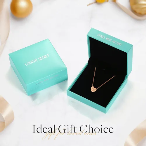 Miniatura 6 de LOUISA SECRET Rose Heart Pendant Necklace for Women Girls, 925 Sterling Silver Dainty Cute Rose Necklace, Birthday Anniversary Jewelry Gift for