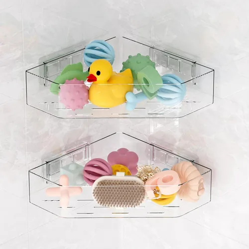 Natheeph Organizador de juguetes de baño, paquete de 2, soporte transparente de almacenamiento de juguetes de baño de gran capacidad con agujeros de
