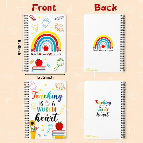 Miniatura 2 de Xqumoi - Paquete de 2 cuadernos espiral A5 para maestros, cuadernos de trabajo con líneas para enseñanza, diarios de escritura, suministros