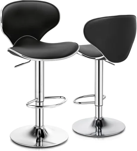Miniatura 12 de Magshion Juego de 2 modernos taburetes de bar tapizados de terciopelo, taburetes de bar giratorios de altura ajustable para mostrador de cocina