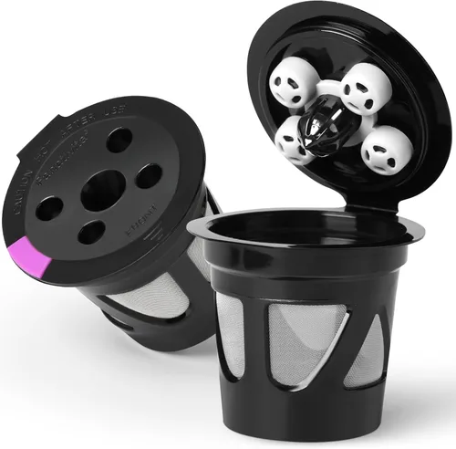 Miniatura 9 de Tazas K reutilizables para Keurig, paquete de 4 cápsulas de café recargables con 5 agujeros, compatibles con Keurig K Supreme, K Slim, K-Duo Gen2