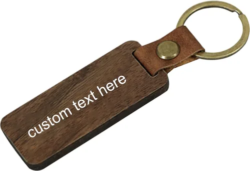 Miniatura 2 de Llavero de madera de cuero personalizado a granel grabado con láser personalizado llavero llavero de madera llaveros etiquetas regalo artesanía