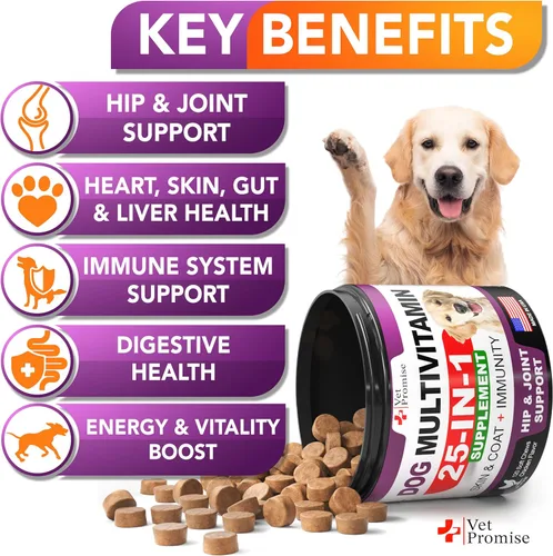 Miniatura 2 de Multivitamínico masticable con glucosamina para perros, vitaminas y suplementos para perros, multivitamínico para adultos mayores y cachorros, apoyo