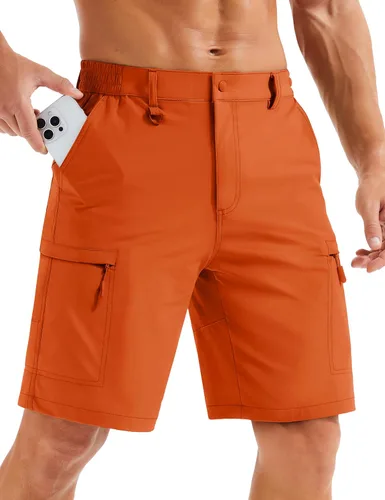 Miniatura 8 de MAGCOMSEN Men's Hiking Cargo Shorts Quick Dry Lightweight 9" Golf Shorts Summer Casual Work Outdoor with 5 Zipper Pockets