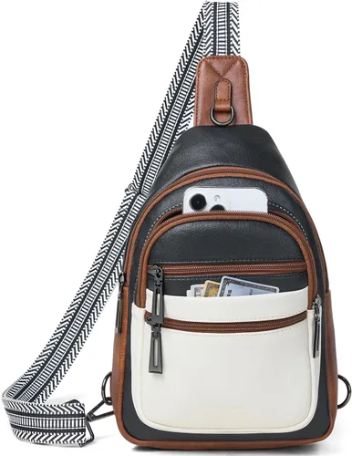Leresas - Bolsa de 7L para colgarse para mujeres y hombres, 4 bolsillos con cremallera, bolsas de moda estilo bandolera, riñonera, bolso de cuero