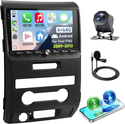 Estéreo de coche de 4 GB+64 GB para Ford F150 (2009-2012) | CarPlay Android Auto inalámbrico | Radio de coche con pantalla táctil de 9 pulgadas |
