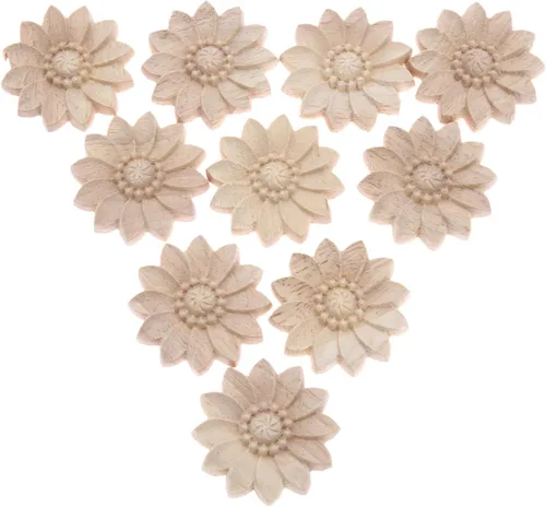 Miniatura 7 de MUXSAM Paquete de 10 calcomanías redondas de madera tallada sin pintar para decoración de cofres del hogar, gabinete, puerta, muebles (2.0 in)