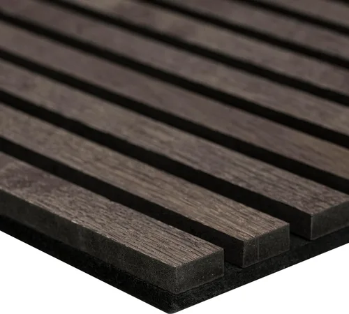 Miniatura 8 de MSI Paquete de 4 paneles de pared de listones de madera acústica para decoración de interiores, paneles de madera acanalados 3D que absorben
