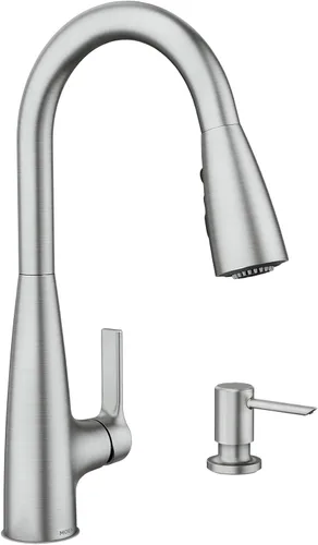 Miniatura 15 de Moen Haelyn - Grifo de cocina monocontrol con rociador extraíble cromado con potencia para una limpieza más rápida, dispensador de jabón incluido