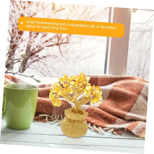 Miniatura 3 de Garneck Adornos de árbol de la suerte de cristal de 7.5 in para árbol de dinero, Feng Shui, estilo bonsái, adornos de riqueza para el hogar, tienda
