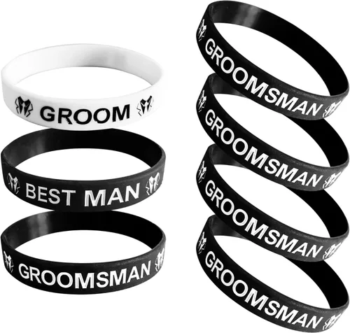 Miniatura 9 de Regalos de propuesta de padrinos de boda, regalos de despedida de soltero, decoraciones para hombres, paquete de 7 pulseras de silicona.