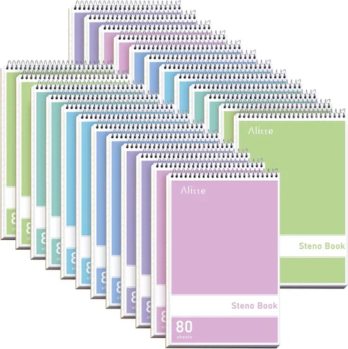 Miniatura 8 de Alitte Steno Pads Spiral 6x9-12 Pack - Gregg Ruled, perfecto para el trabajo, la escuela y el hogar, páginas fáciles de arrancar, papel blanco, sin