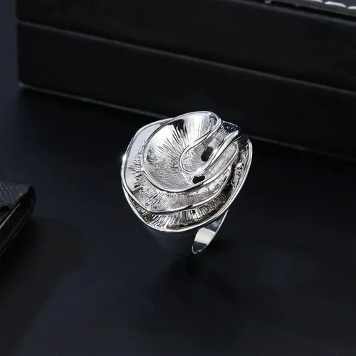 Miniatura 6 de Mytys Anillos de cóctel para mujer, chapados en oro de 18 quilates y plata con diseño de flores, para boda, compromiso, fiesta, regalo