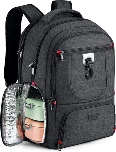 Mochila de almuerzo, bolsa de almuerzo aislada, mochila grande de viaje de 17.3 pulgadas, mochila resistente para computadora, universidad, escuela,