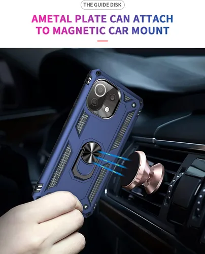 Miniatura 2 de Funda para Xiaomi Mi 11 lite 5G con protector de pantalla, híbrida resistente a prueba de golpes, armadura militar, defensor, cubierta trasera Azul
