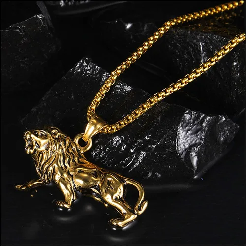 Miniatura 5 de Collar de animal con colgante de león de acero inoxidable punk