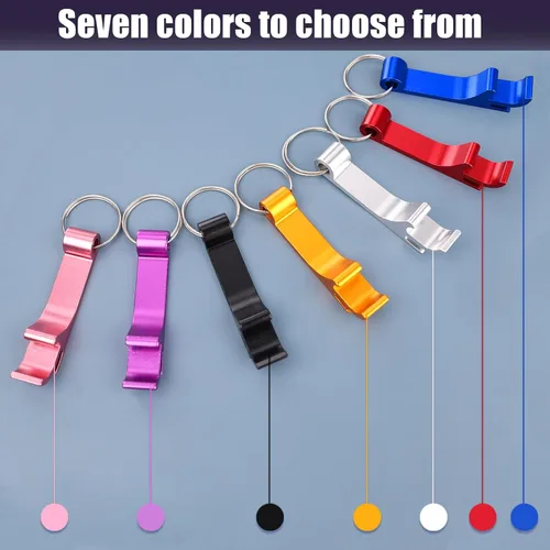 Miniatura 5 de KTOJOY Paquete de 7 abridores de botellas de cerveza coloridos, llavero de metal de alta calidad, pequeño y práctico, fácil de transportar